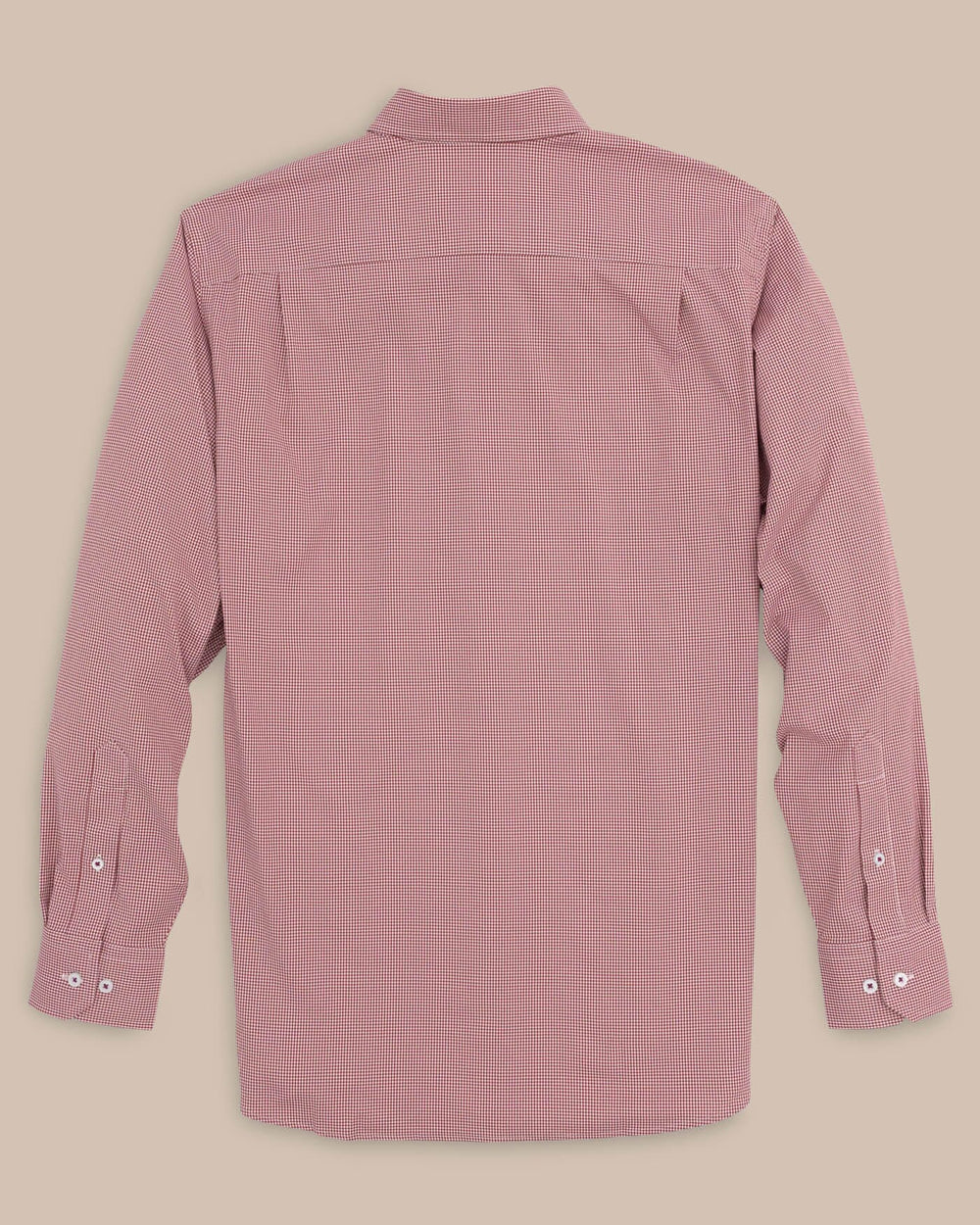 The back view of the Southern Tide Team Colors Gingham Intercoastal Sport Shirt by Southern Tide - Crimson