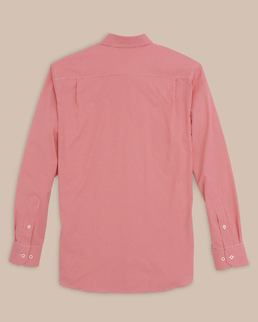 The back view of the Southern Tide Team Colors Gingham Intercoastal Sport Shirt by Southern Tide - Varsity Red