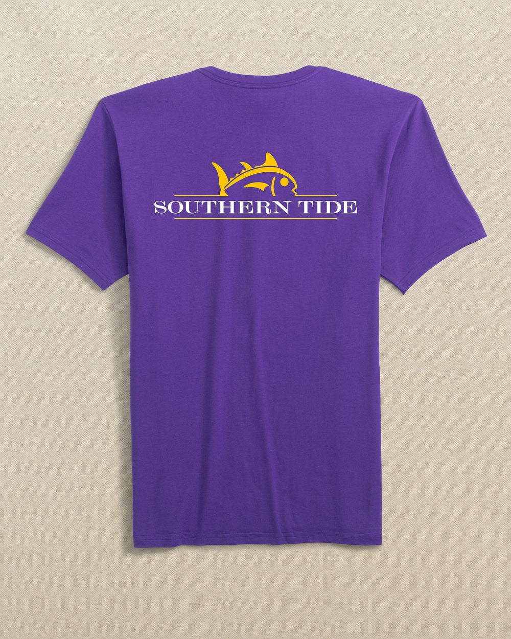 The back view of the Southern Tide Team Colors Rising Skipjack Short Sleeve T-Shirt by Southern Tide - Regal Purple