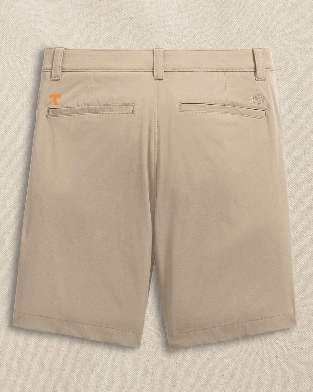 The back view of the Southern Tide Tennessee Vols brrr°®-die 8" Performance Short by Southern Tide - Sandstone Khaki