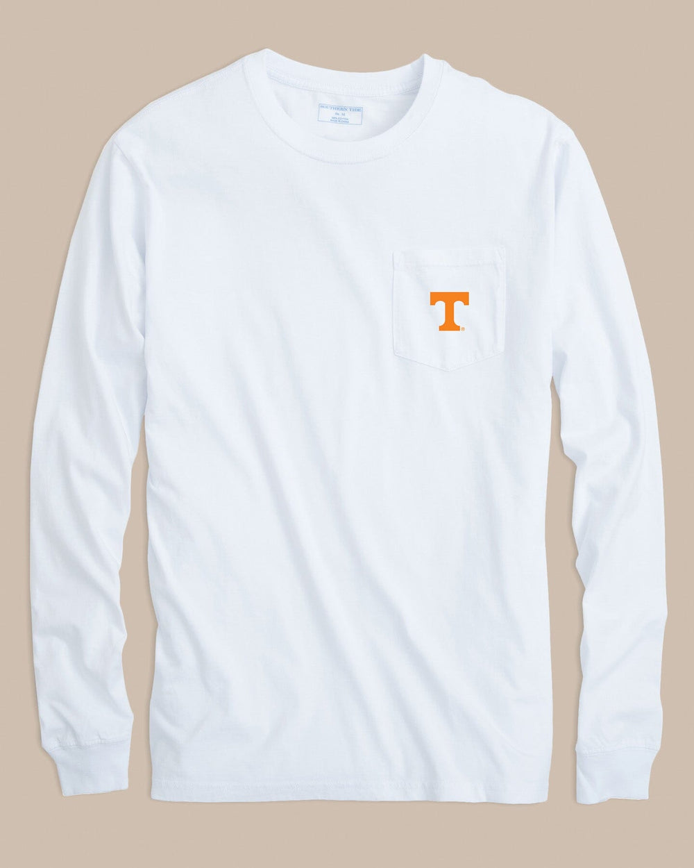 The front view of the Southern Tide Tennessee Vols Gameday Embroidered Long Sleeve T-Shirt by Southern Tide - Classic White
