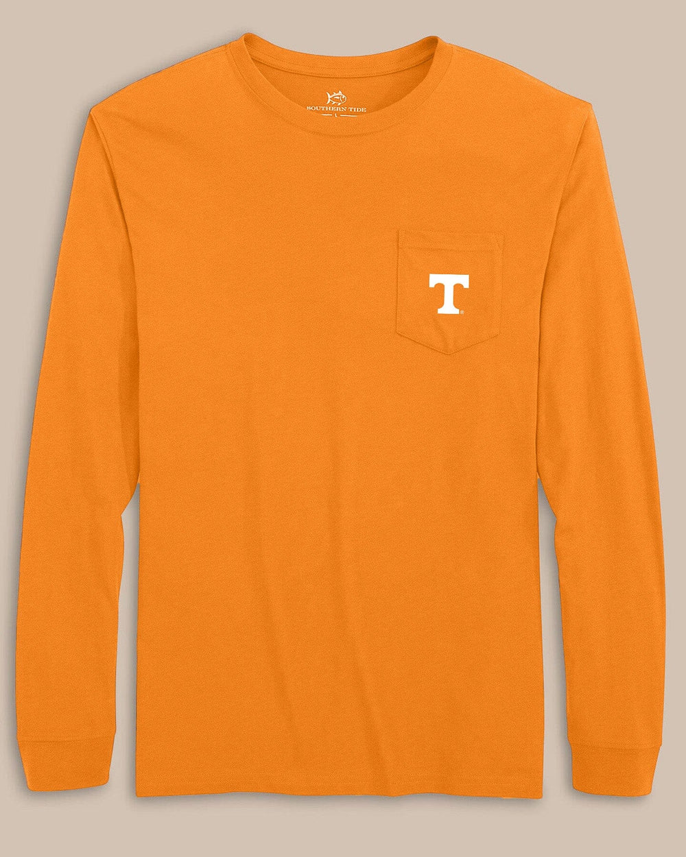 The front view of the Southern Tide Tennessee Vols Gameday Embroidered Long Sleeve T-Shirt by Southern Tide - Rocky Top Orange