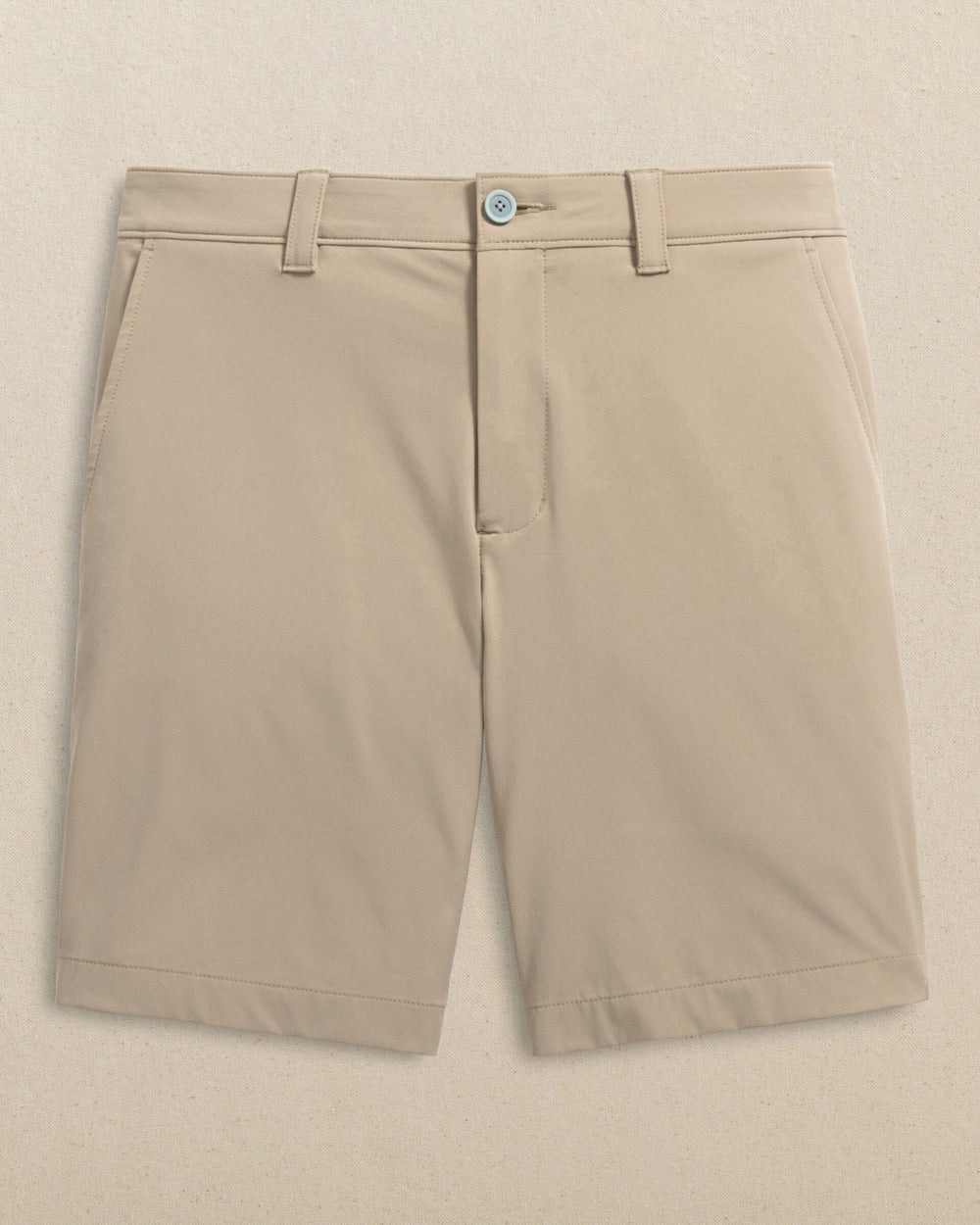 The front view of the Southern Tide Texas Longhorns brrr°®-die 8" Performance Short by Southern Tide - Sandstone Khaki