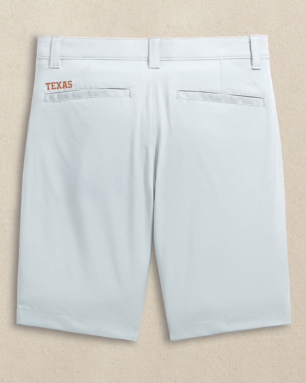 The back view of the Southern Tide Texas Longhorns brrr°®-die 8" Performance Short by Southern Tide - Seagull Grey