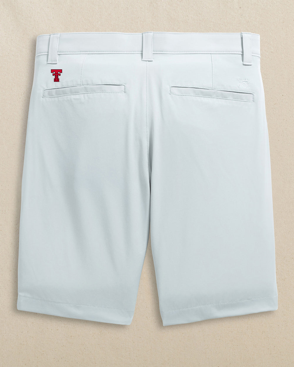 The back view of the Southern Tide Texas Tech Red Raiders Birdie 8" Coastal Breeze® Performance Short by Southern Tide - Seagull Grey