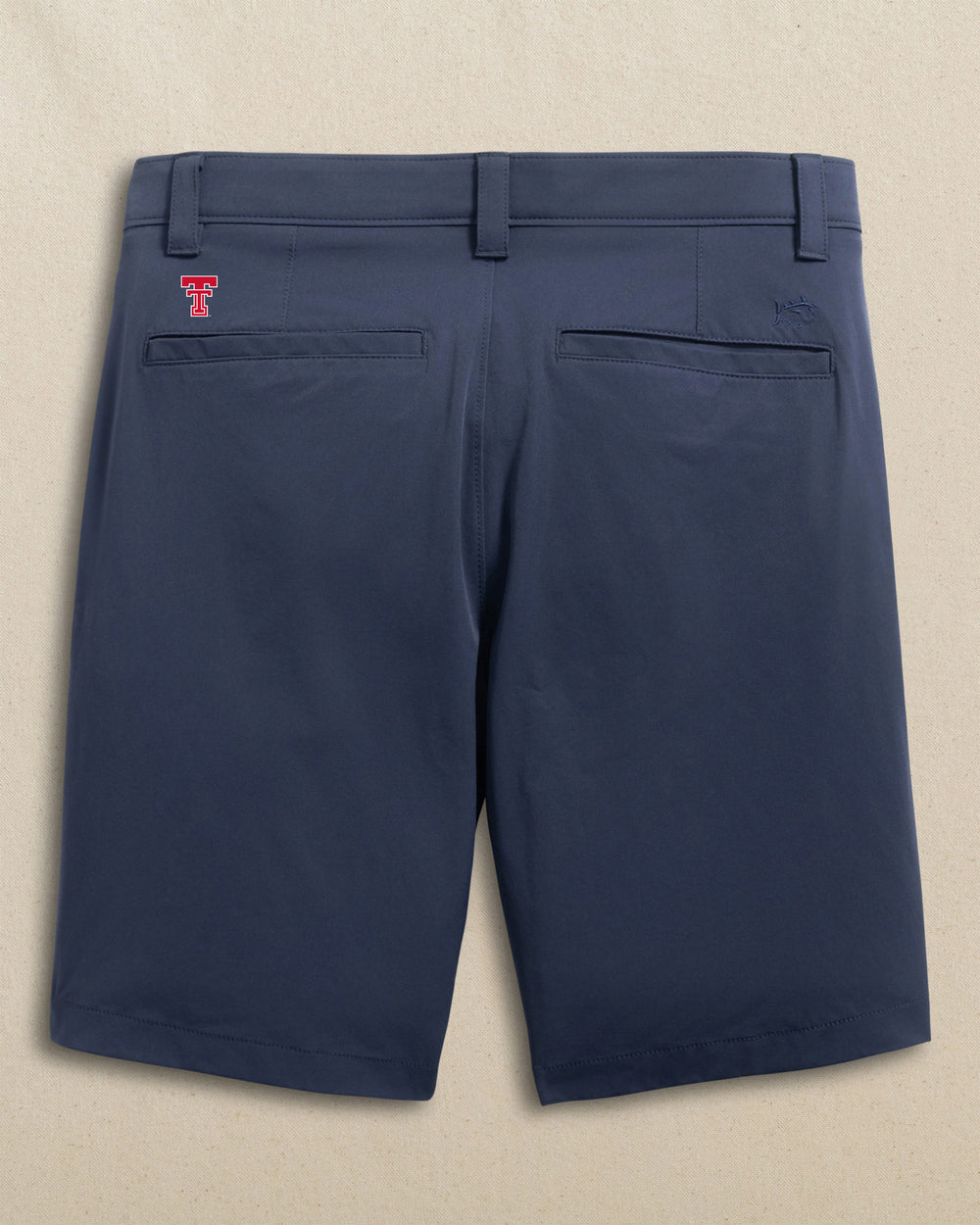 The back view of the Southern Tide Texas Tech Red Raiders Birdie 8" Coastal Breeze® Performance Short by Southern Tide - True Navy