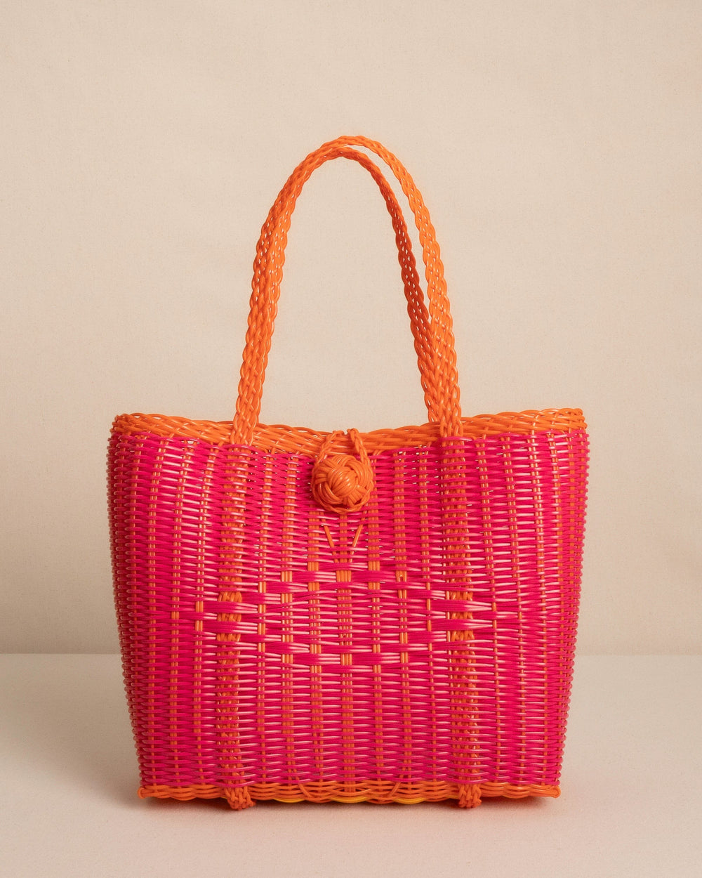 The front view of the Southern Tide The Lilley Line Extra Small High Line Tote by Southern Tide - Rose Red