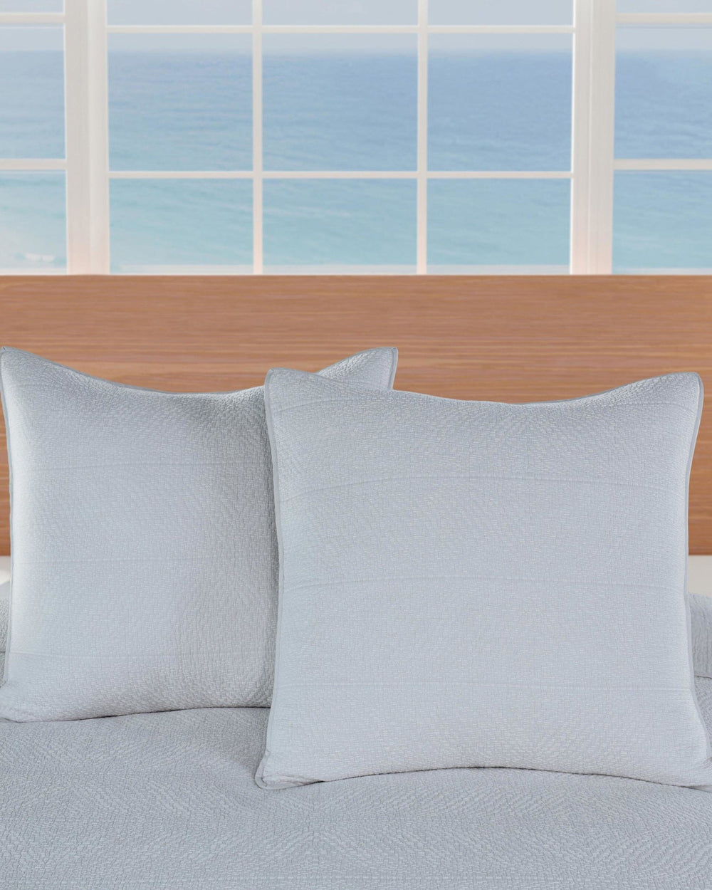 The detail view of the Southern Tide Tideline Coverlet Sham by Southern Tide - Grey