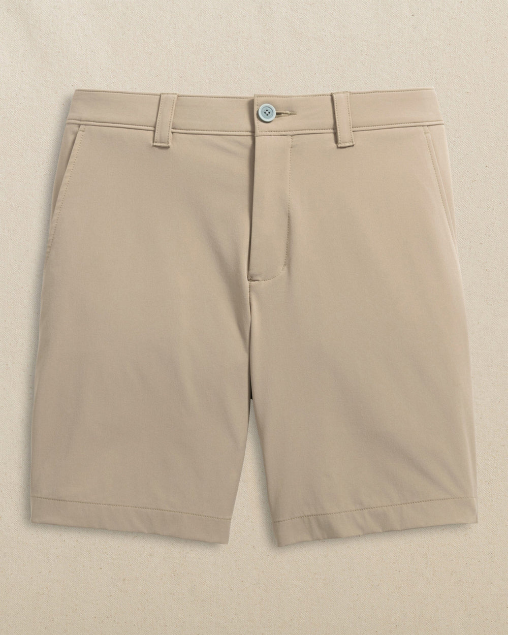 The front view of the Southern Tide UNC Tar Heels Birdie 8" Coastal Breeze® Performance Short by Southern Tide - Sandstone Khaki