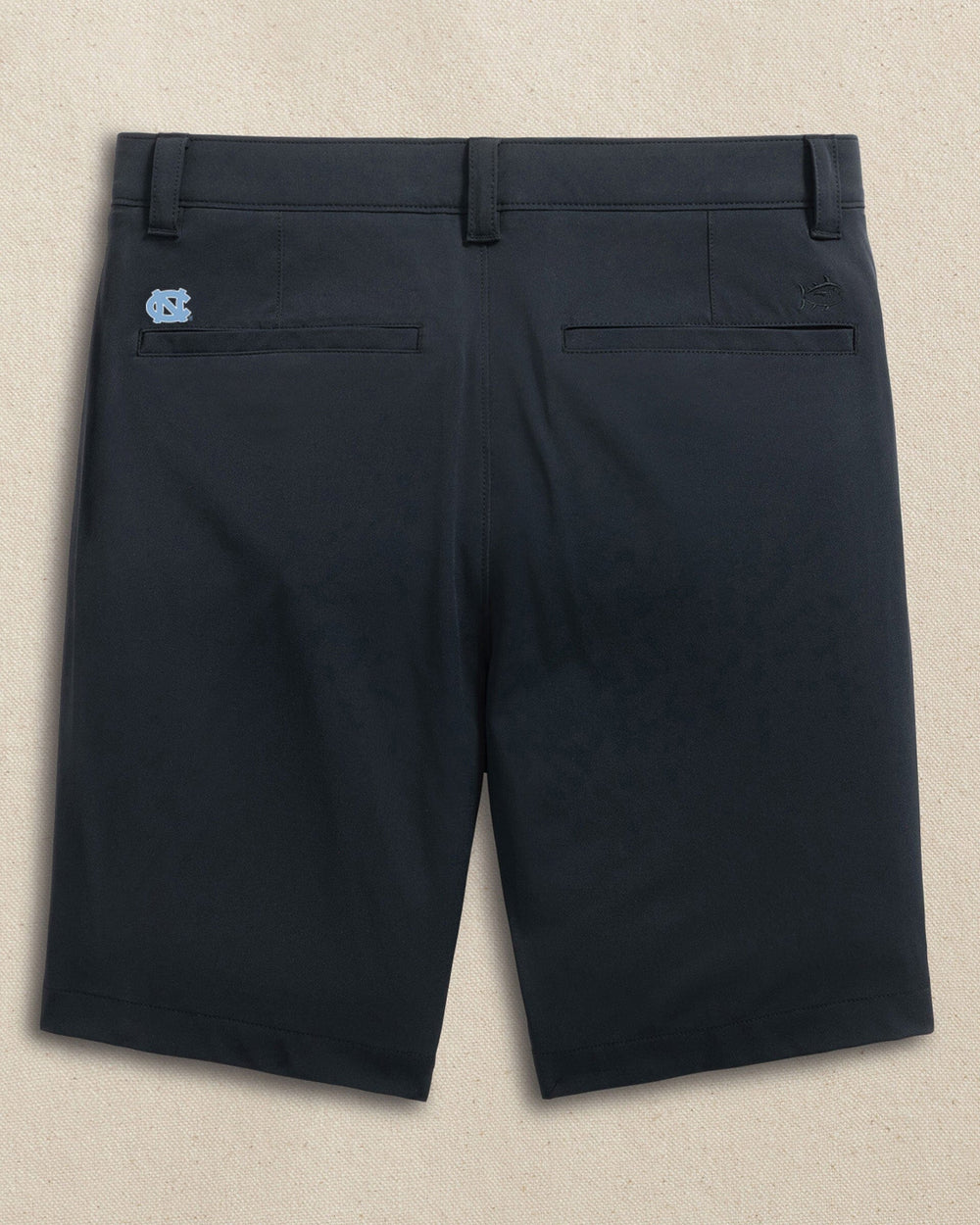 The back view of the Southern Tide UNC Tar Heels brrr°®-die 8" Performance Short by Southern Tide - Caviar Black