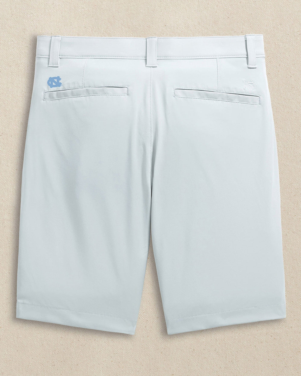 The back view of the Southern Tide UNC Tar Heels brrr°®-die 8" Performance Short by Southern Tide - Seagull Grey