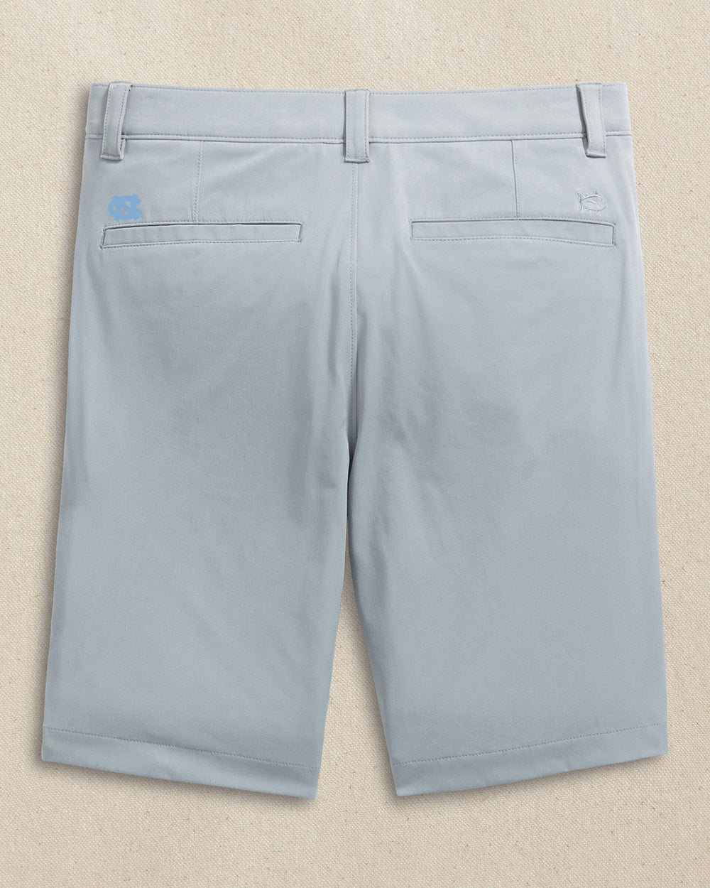 The back view of the Southern Tide UNC Tar Heels brrr°®-die 8" Performance Short by Southern Tide - Steel Grey
