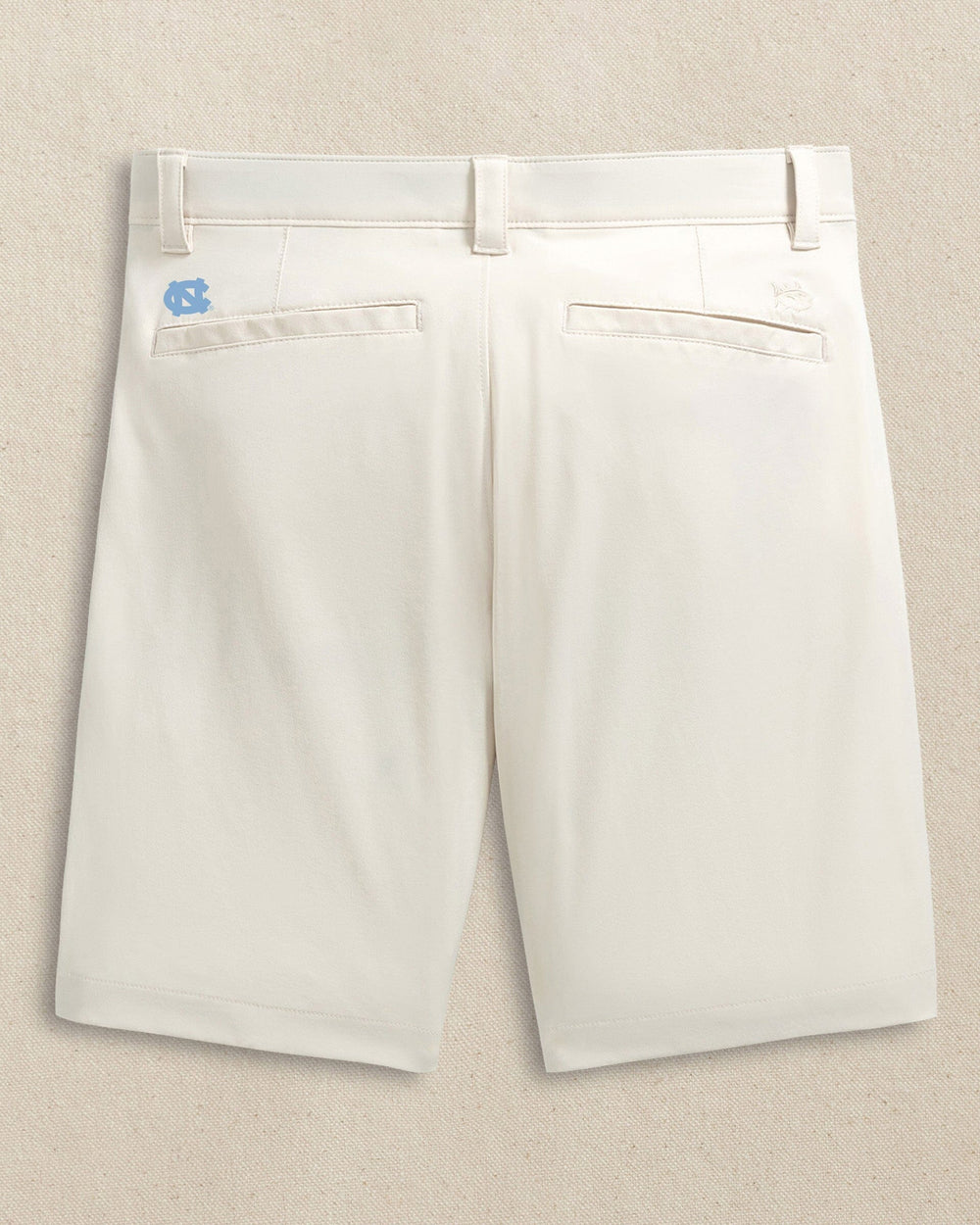 The back view of the Southern Tide UNC Tar Heels brrr°®-die 8" Performance Short by Southern Tide - Stone