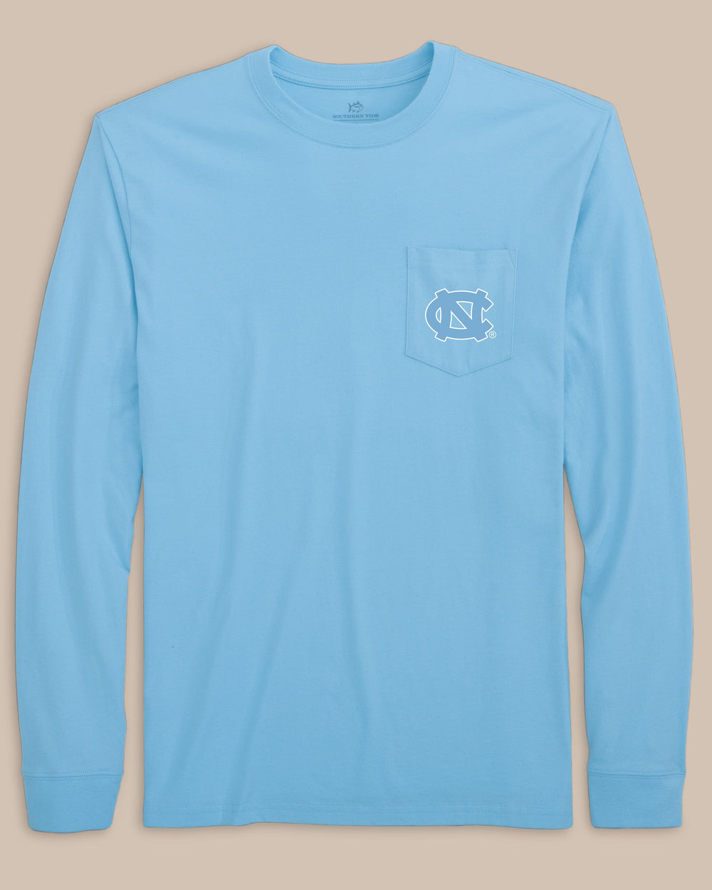 The front view of the Southern Tide UNC Tar Heels Gameday Embroidered Long Sleeve T-Shirt by Southern Tide - Rush Blue
