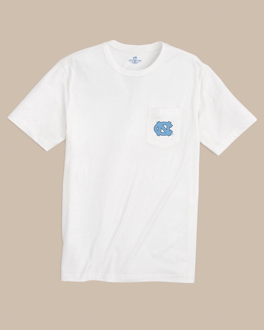The front view of the Southern Tide UNC Tar Heels Gameday Embroidered Short Sleeve T-Shirt by Southern Tide - Classic White