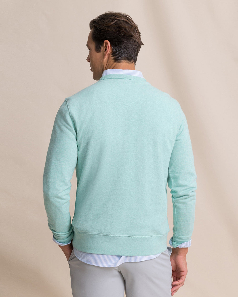 The back view of the Southern Tide Upper Deck Heather Crew by Southern Tide - Heather Gulf Shores
