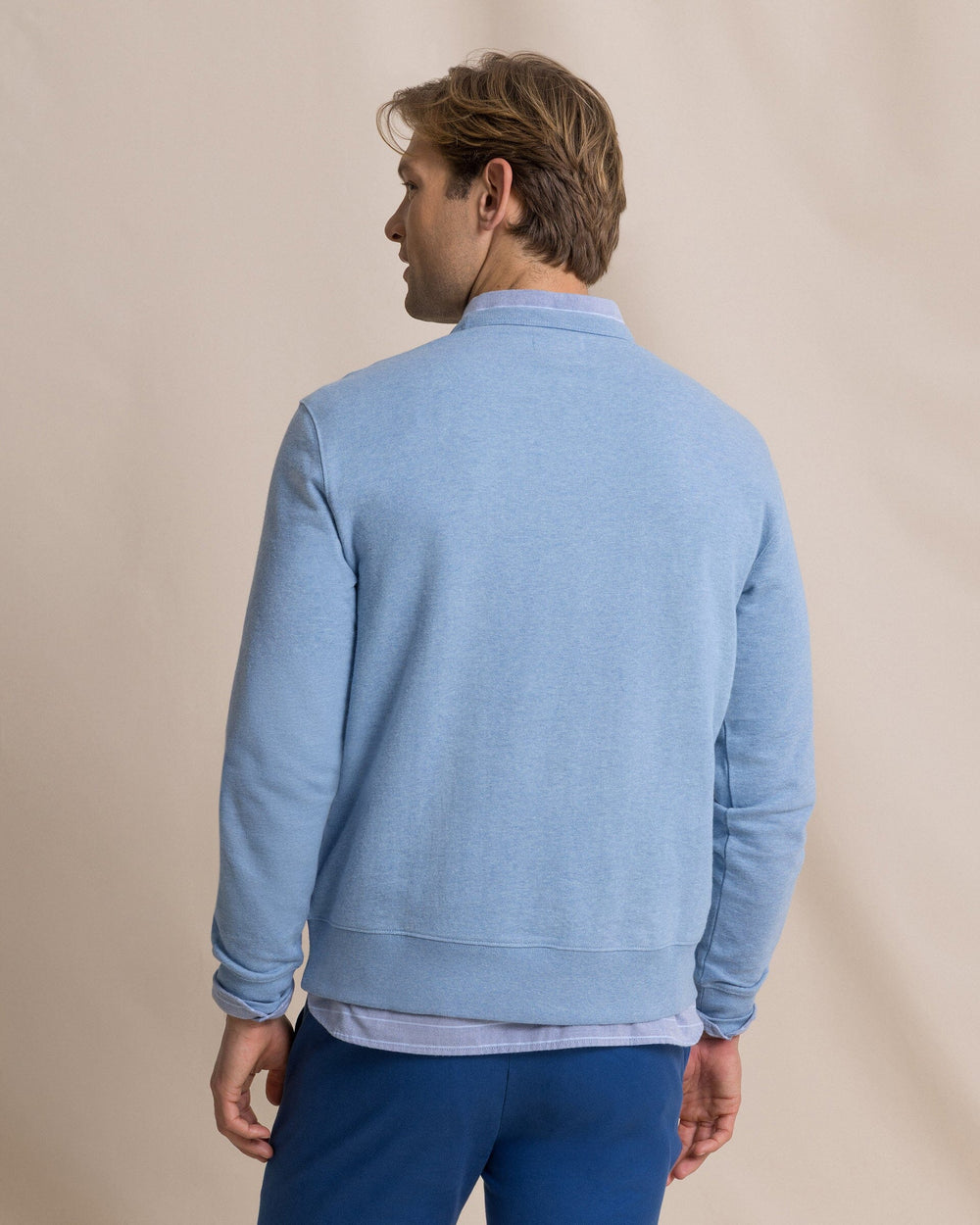 The back view of the Southern Tide Upper Deck Heather Crew by Southern Tide - Heather Ocean Channel