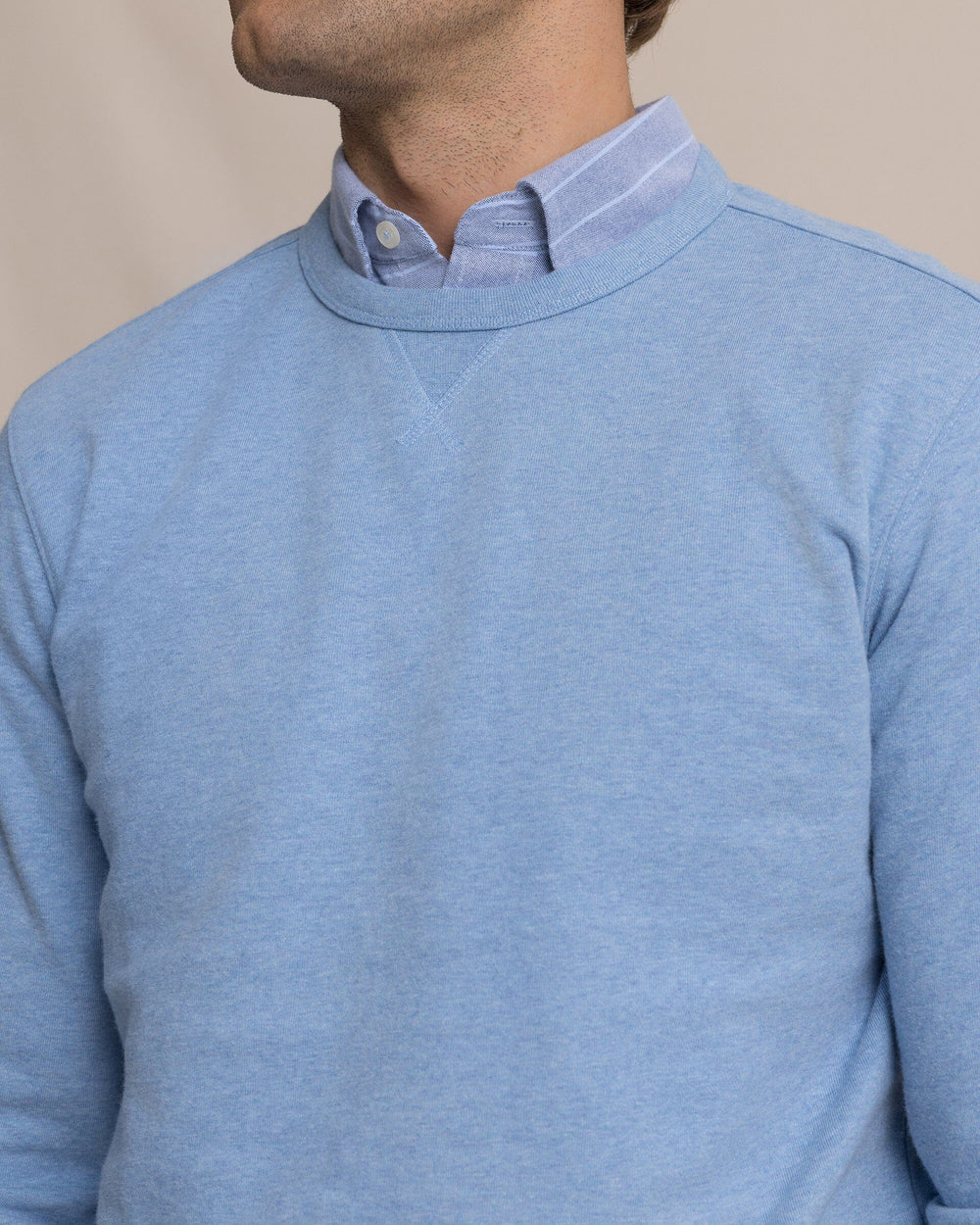 The detail view of the Southern Tide Upper Deck Heather Crew by Southern Tide - Heather Ocean Channel