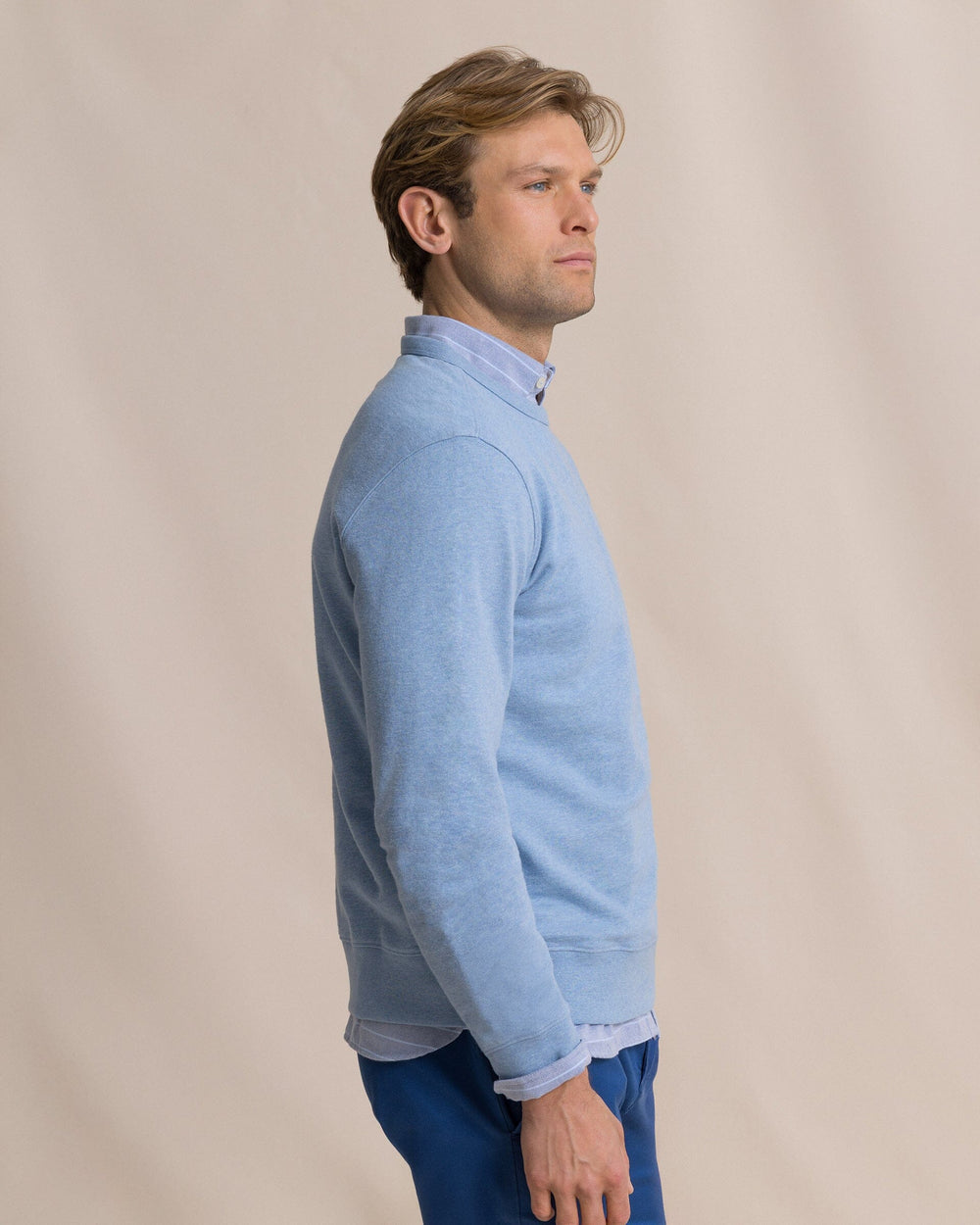The side view of the Southern Tide Upper Deck Heather Crew by Southern Tide - Heather Ocean Channel