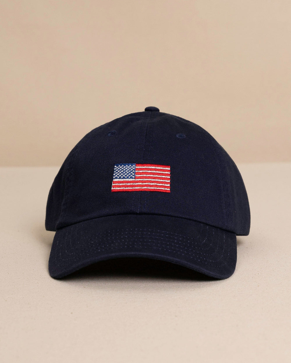 The front view of the Southern Tide USA Flag Hat by Southern Tide - Navy