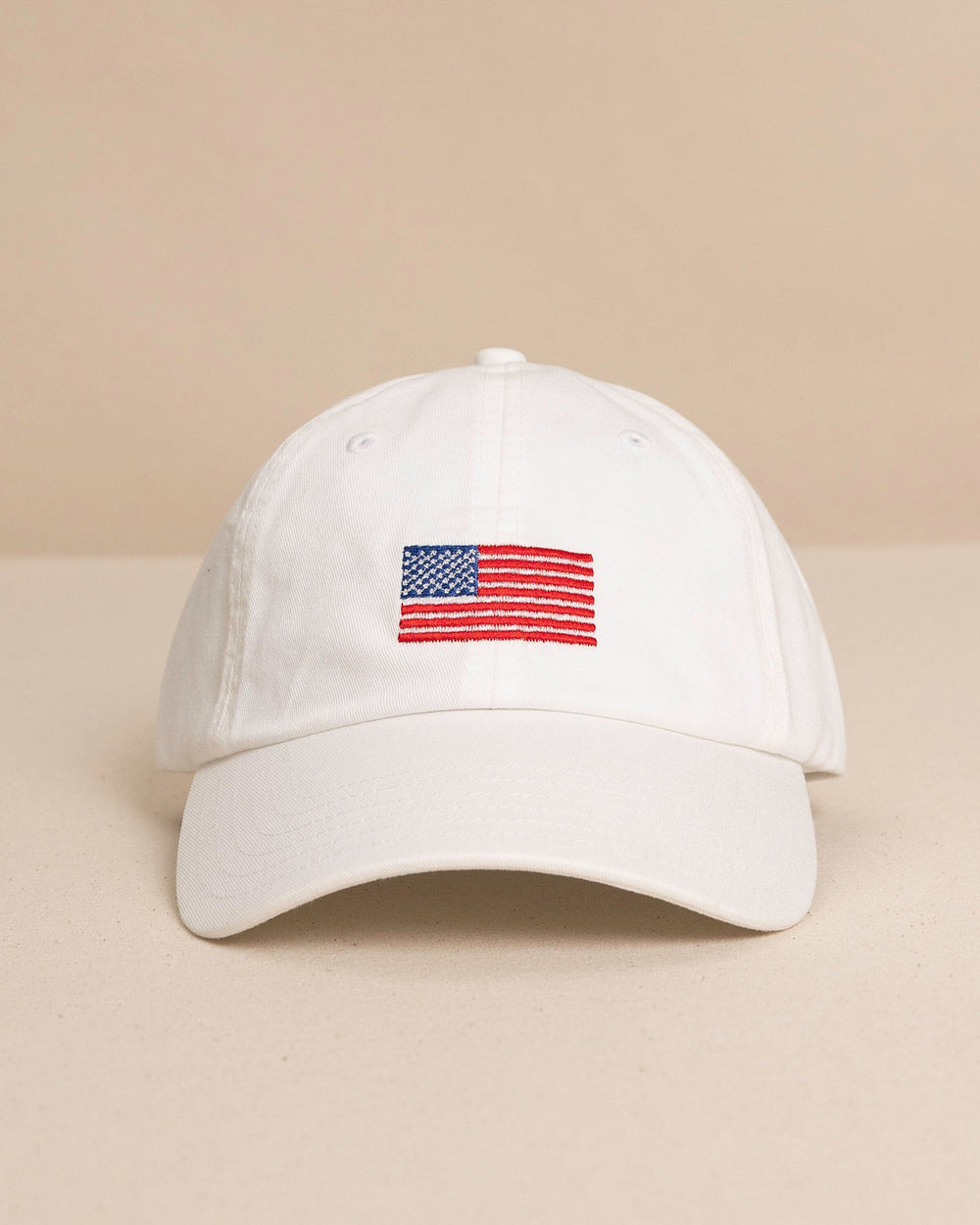 The front view of the Southern Tide USA Flag Hat by Southern Tide - White
