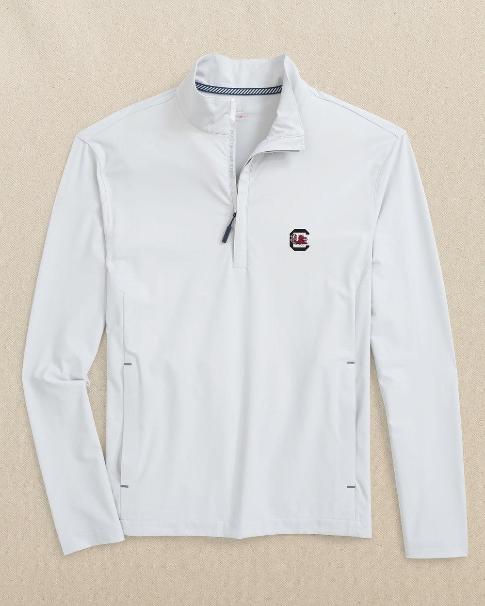 The front view of the Southern Tide USC Gamecocks Avondale Jacket by Southern Tide - Platinum Grey