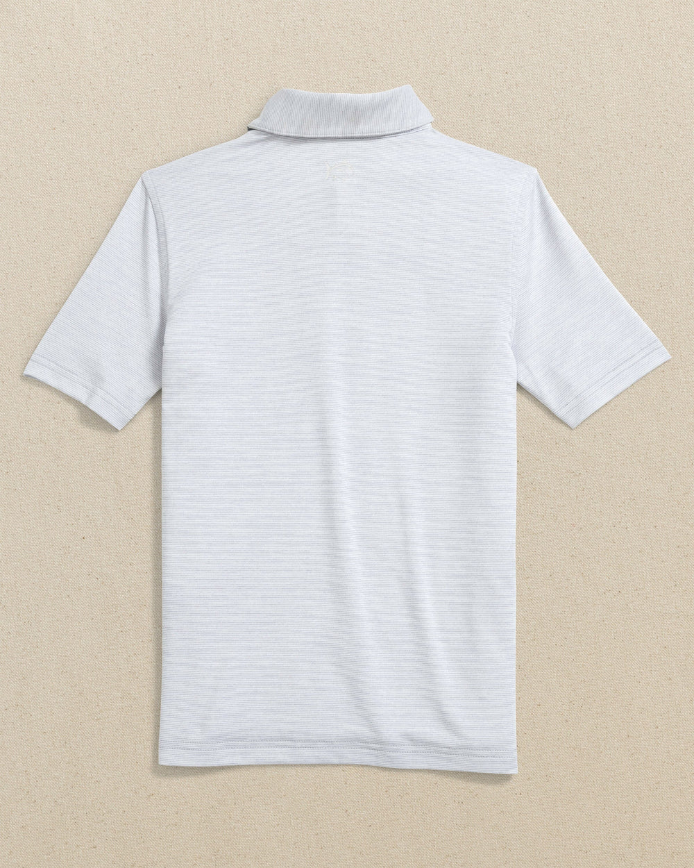 The back view of the Southern Tide USC Gamecocks Boys Driver Spacedye Polo Shirt by Southern Tide - Slate Grey