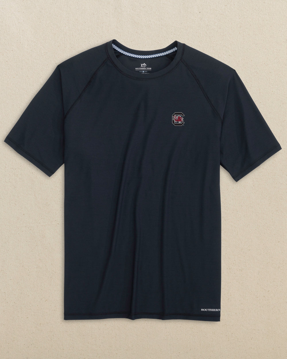 The front view of the Southern Tide USC Gamecocks brrr°®-illiant T-Shirt by Southern Tide - Caviar Black
