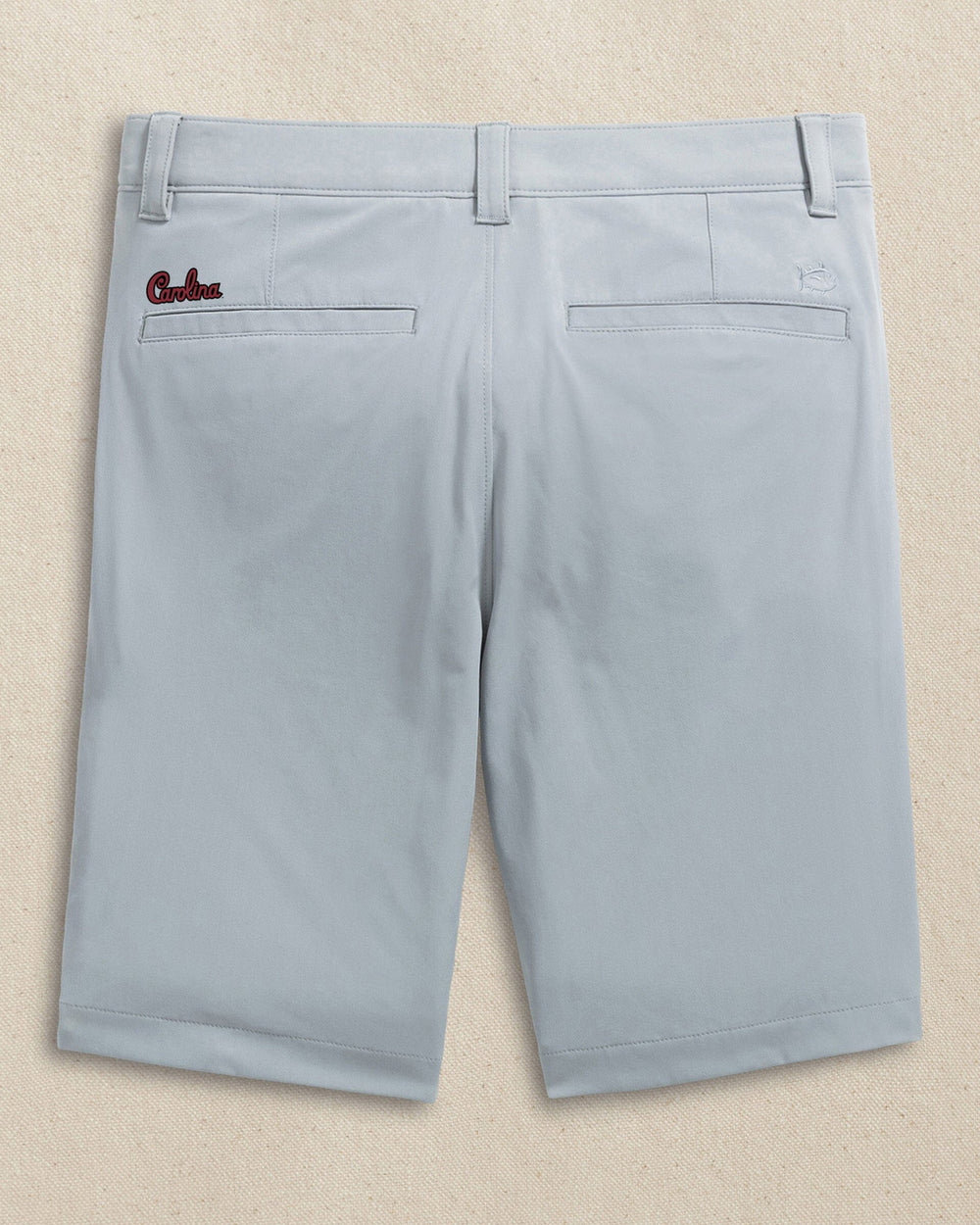 The back view of the Southern Tide USC Gamecocks Carolina Script brrr°®-die 8" Performance Short by Southern Tide - Steel Grey