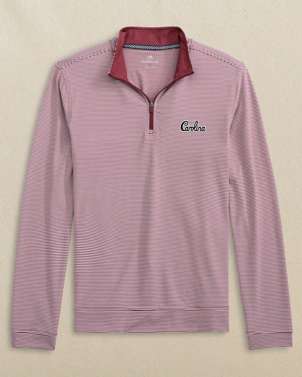 USC Gamecocks Carolina Script Cruiser Micro-Stripe Heather Quarter Zip C_Outerwear Southern Tide 