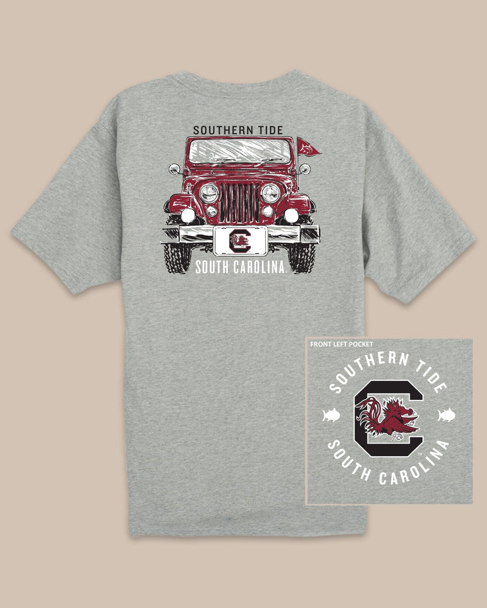 USC Gamecocks Heather Front Plate T-Shirt C_T-Shirts Southern Tide 