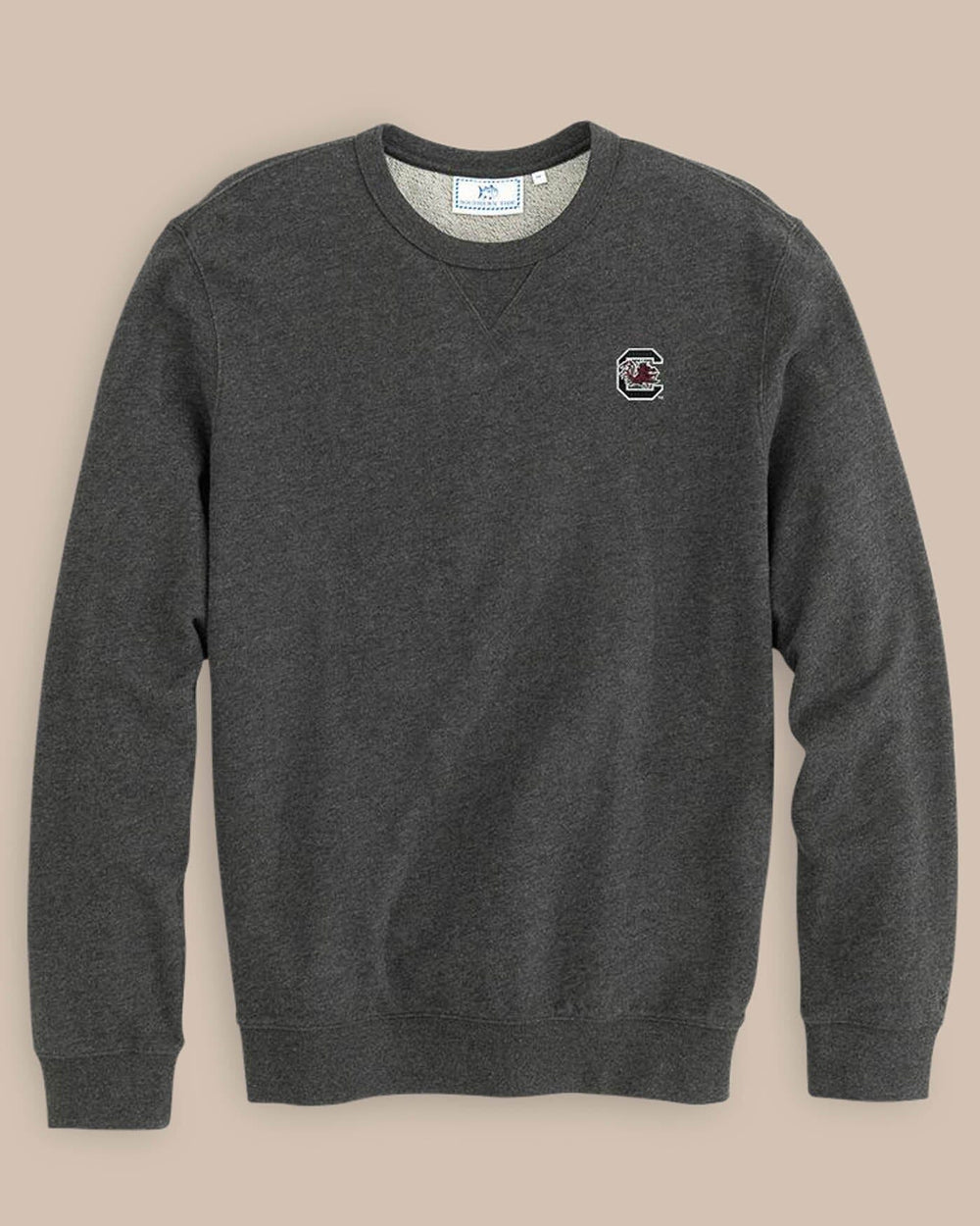 The front view of the Southern Tide USC Upper Deck Pullover Sweatshirt by Southern Tide - Heather Black