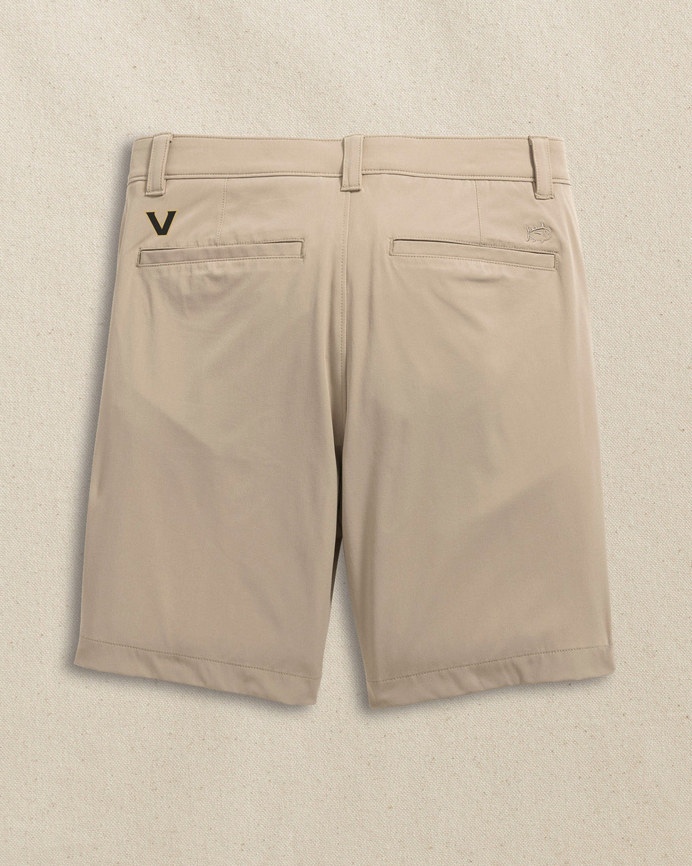 The back view of the Southern Tide Vanderbilt Commodores brrr°®-die 8" Performance Short by Southern Tide - Sandstone Khaki