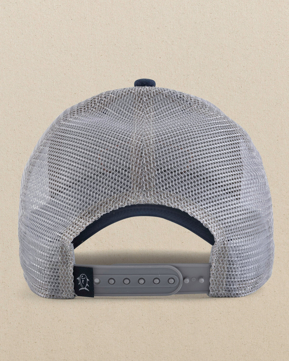 The back view of the Southern Tide Vintage Badge Trucker Hat by Southern Tide - Navy