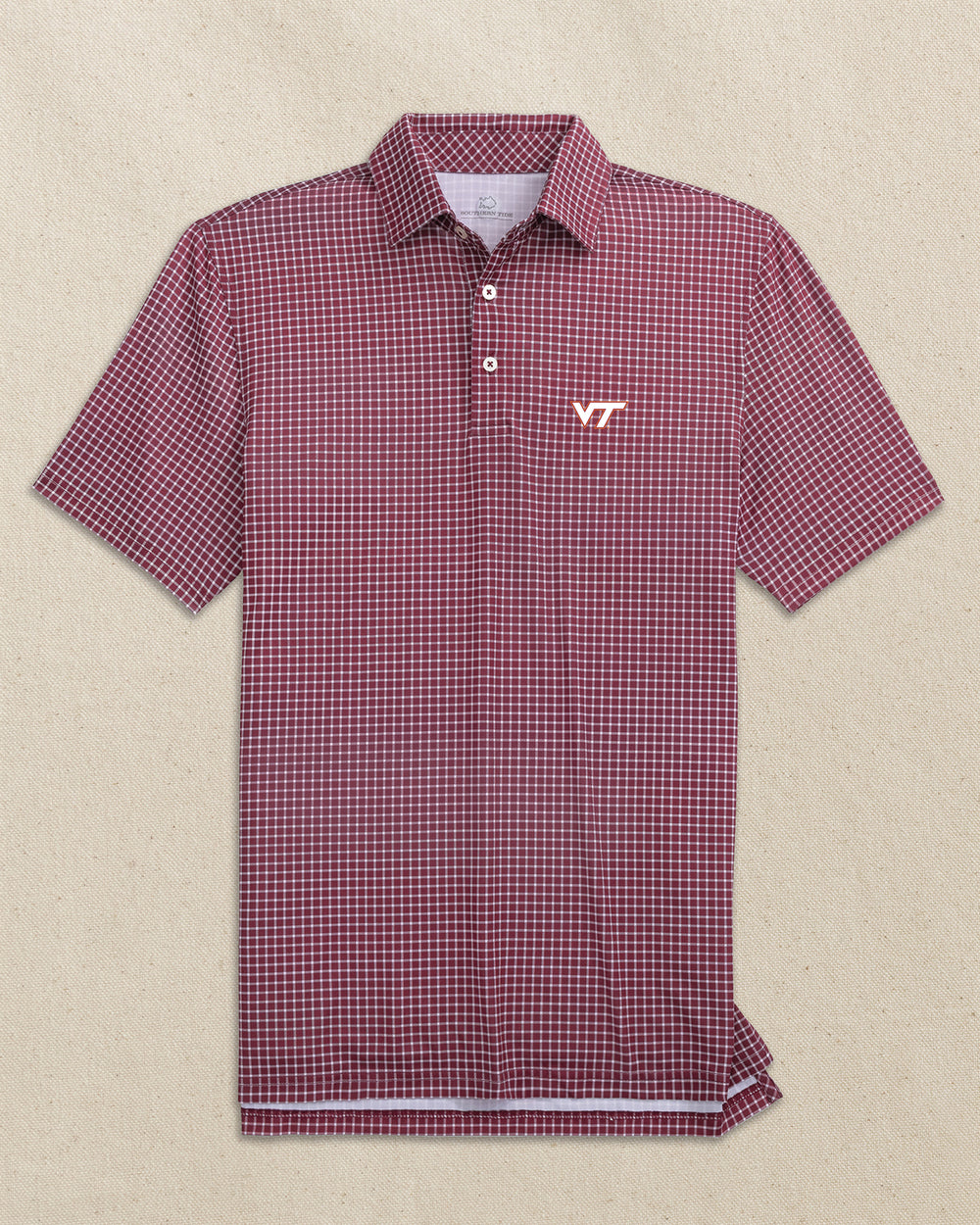 Virginia Tech Hokies Driver Dunes Edge Plaid Polo C_Polo Shirts Southern Tide 