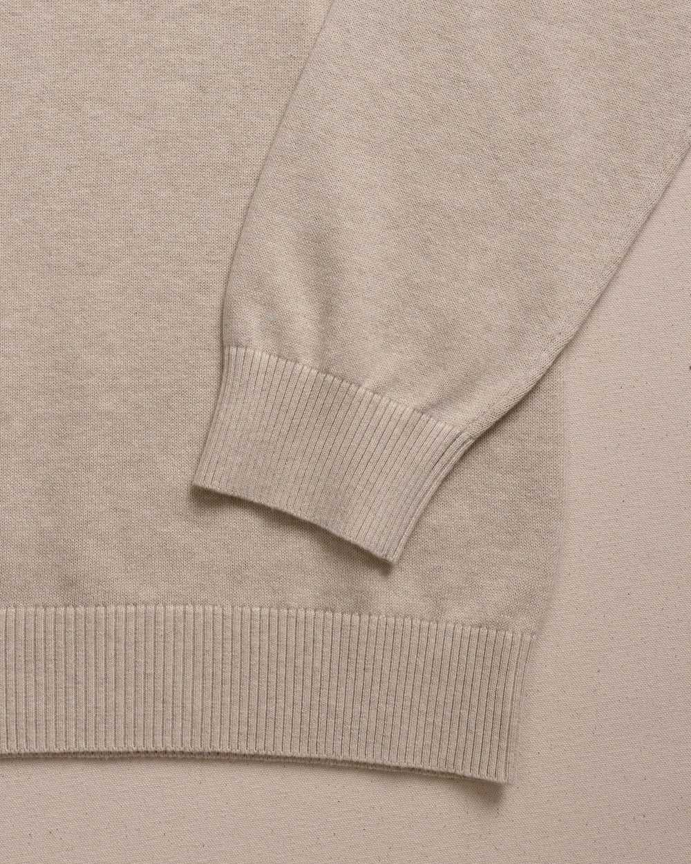 The detail view of the Southern Tide Whitehaven Heather Quarter Zip Sweater by Southern Tide - Heather Sand Dunes