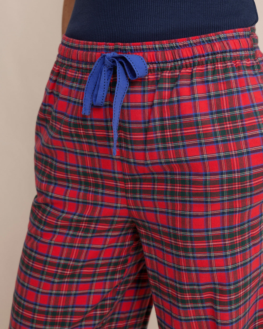 The detail view of the Southern Tide Women's South Carolina Tartan Lounge Pant by Southern Tide - Crab Red
