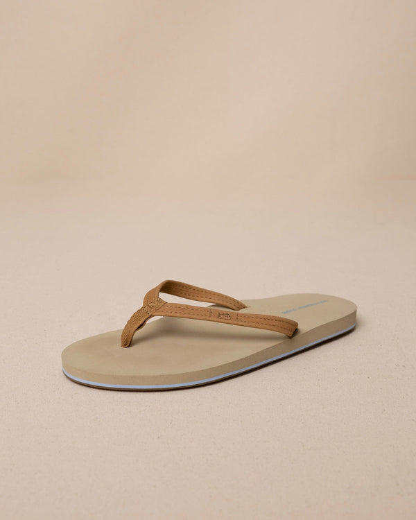 The front view of the Southern Tide Women's Weekend Seashore Leather Flipjacks by Southern Tide - Seashore