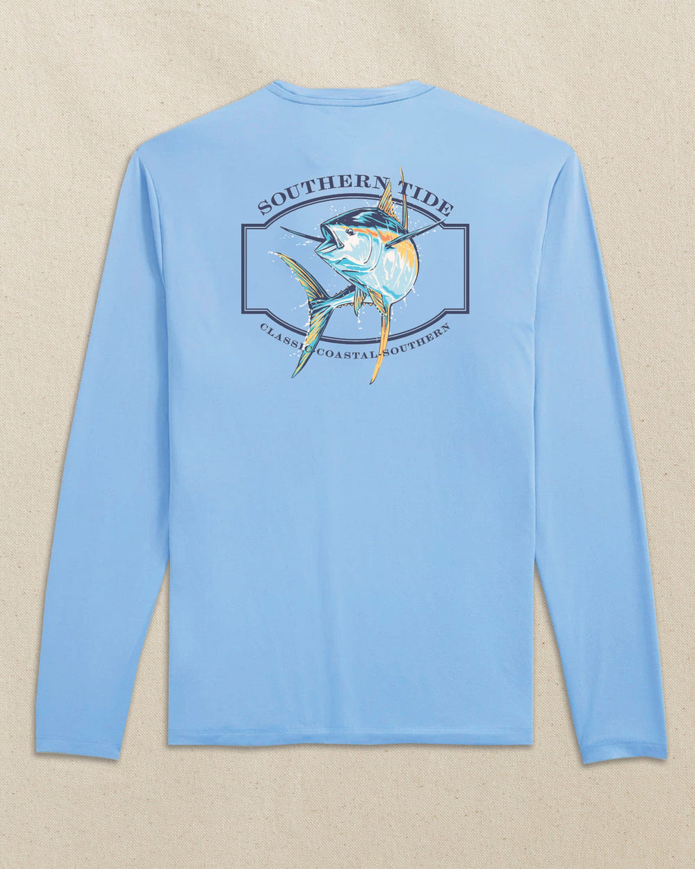 The back view of the Southern Tide Yellowfin Frame Long Sleeve Performance T-Shirt by Southern Tide - Ocean Channel