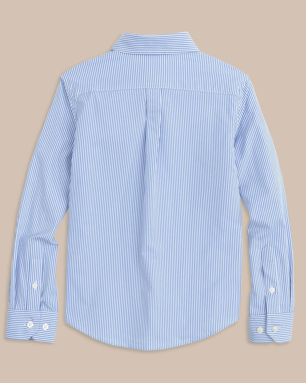 The back view of the Southern Tide Youth Bengal Stripe Intercoastal Sport Shirt by Southern Tide - Cobalt Blue