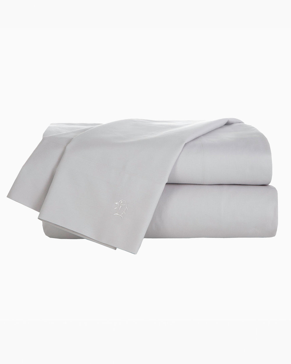 The folded view of the Cotton Twill Sheet Set by Southern Tide - Grey