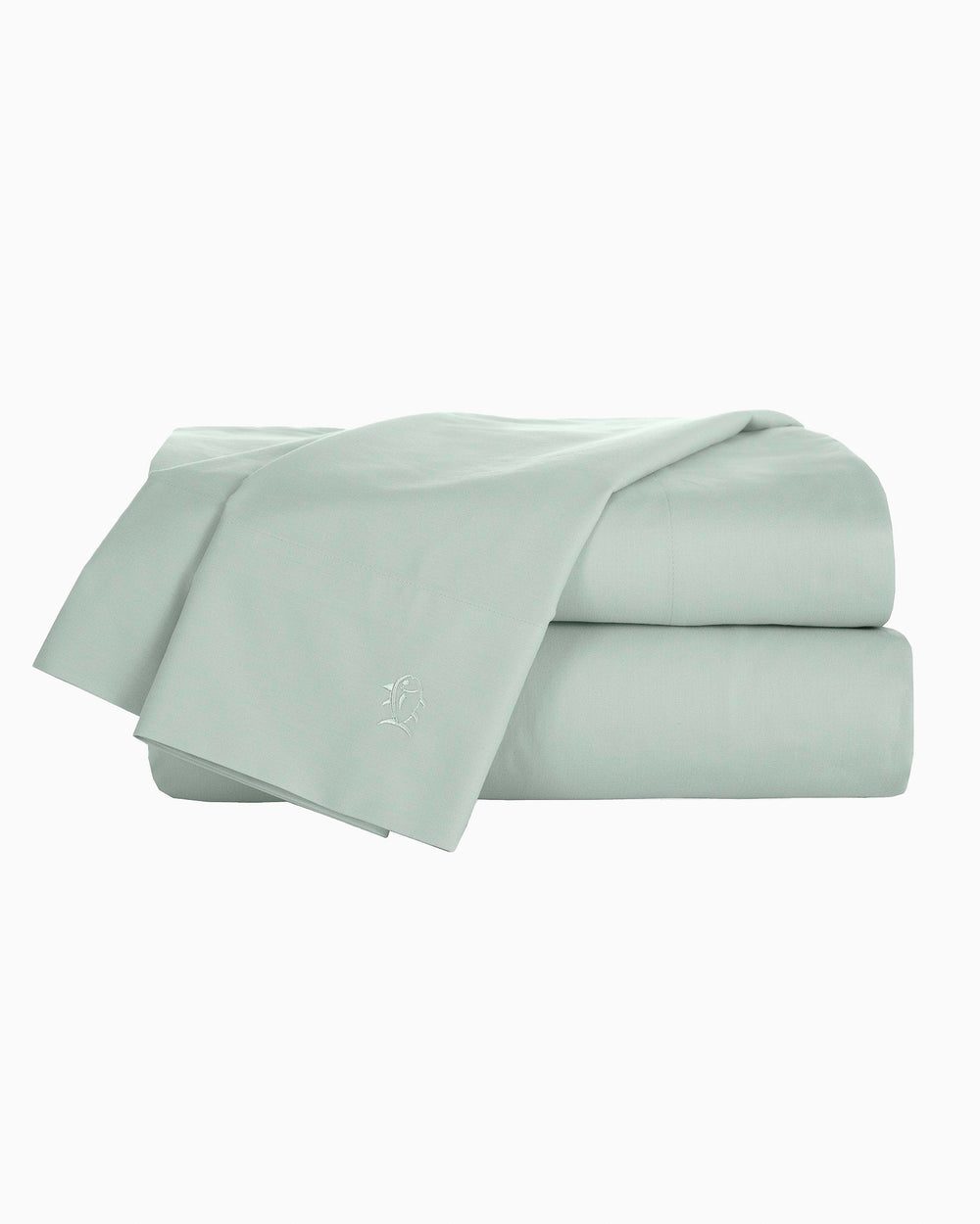 The folded view of the Cotton Twill Sheet Set by Southern Tide - Seafoam Green