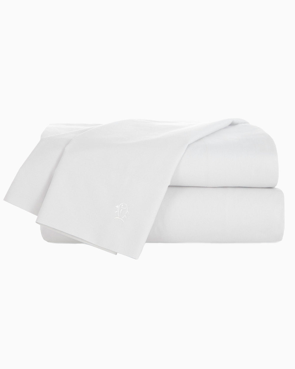 The folded view of the Cotton Twill Sheet Set by Southern Tide - White