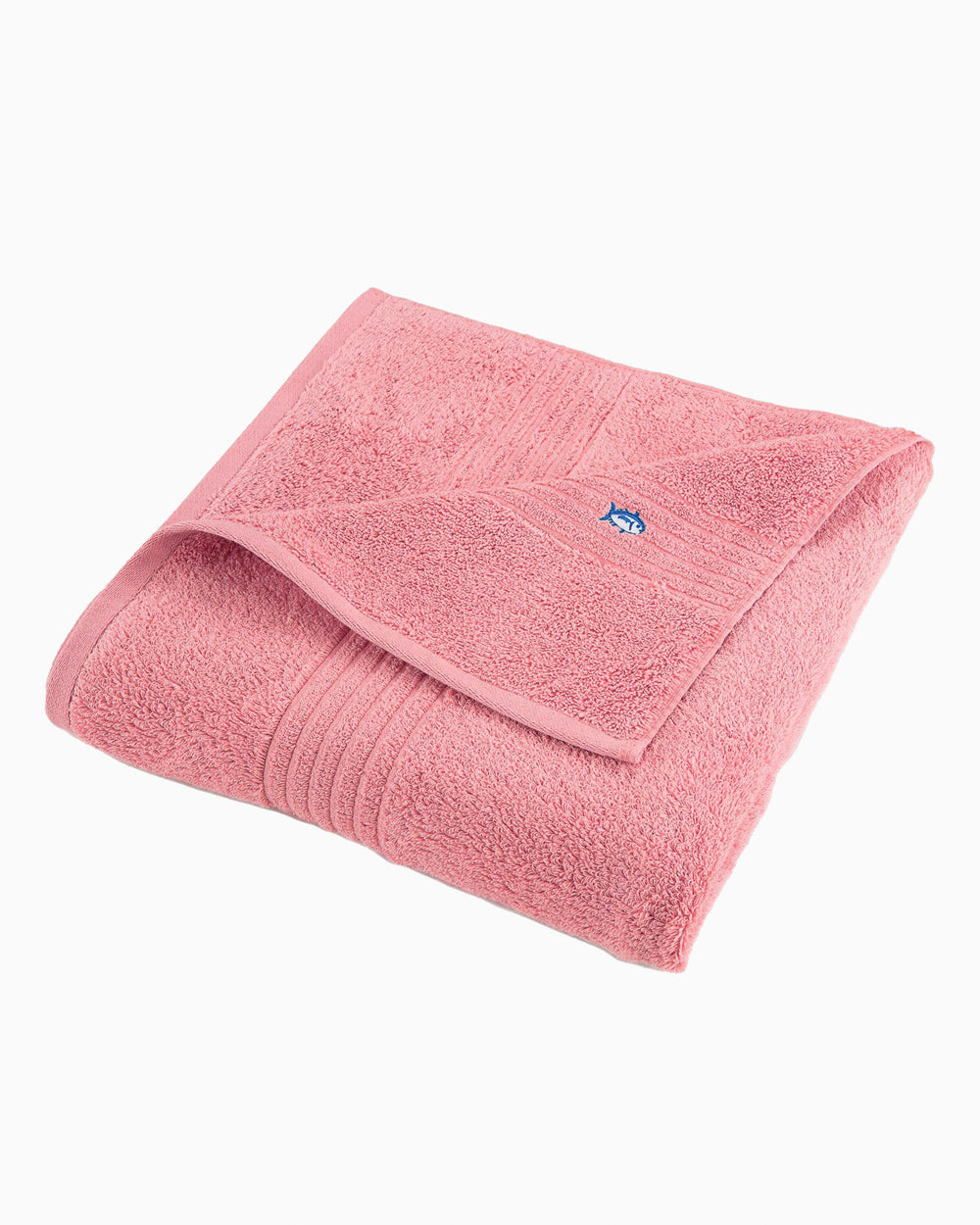 The front view of the Performance 5.0 Bath Towel by Southern Tide - Geranium Pink - Bath Towel