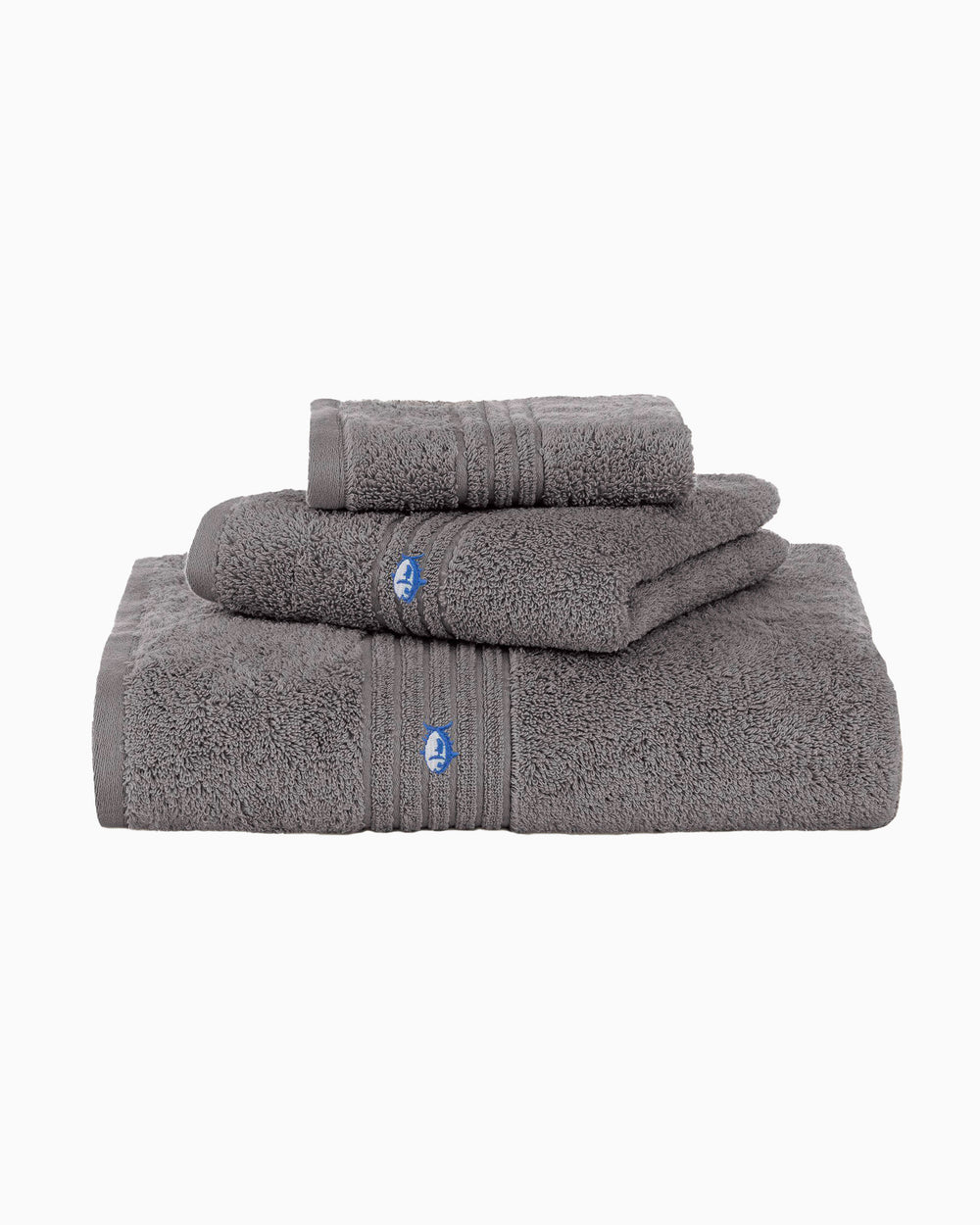 The front view of the Southern Tide Performance 5.0 Towel by Southern Tide - Nautical Grey